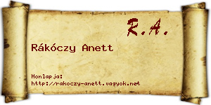 Rákóczy Anett névjegykártya